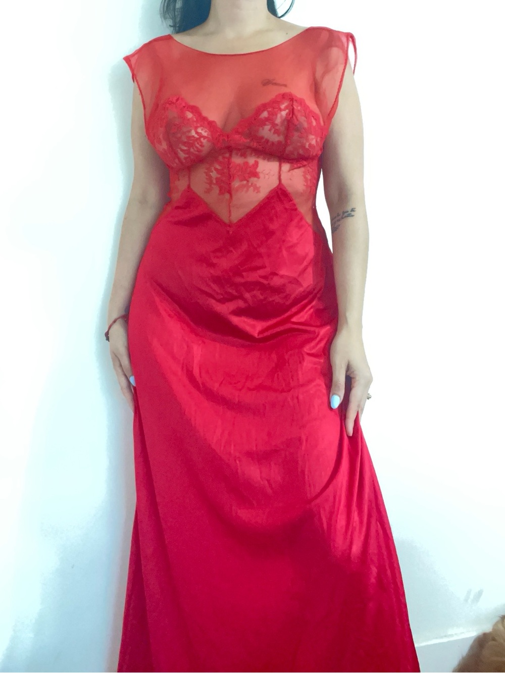 Vintage Val Mode Nightgown in Red Sz L